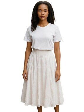 Stamp 10 Gauzy Midi Skirt White Size 16 Y2K  Beach Vacation Coastal Resortwear